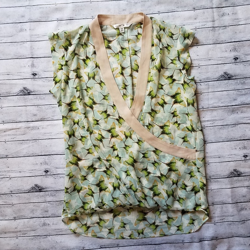 Cabi | sheer butterfly top, size small